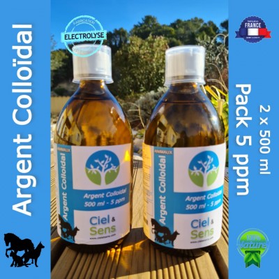 Argent colloidal 2x500ml 5ppm animaux