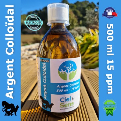 Argent colloidal 500ml 15ppm animaux